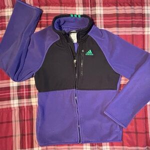 Adidas Kids Black and Purple Zip-Up Fleece Hoodie